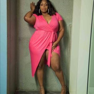 Plus Size Faux wrap dress w split